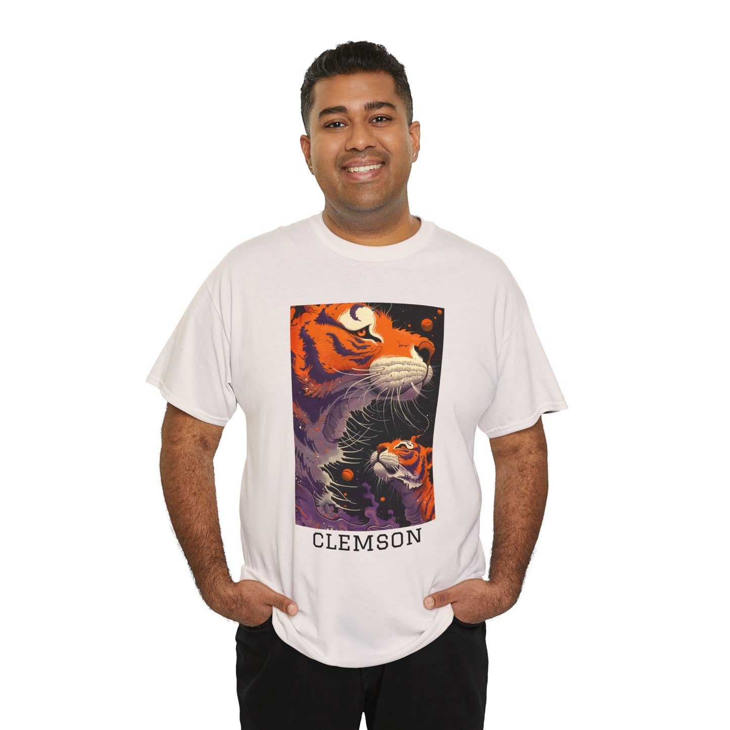 Clemson 01F - Unisex Heavy Cotton Tee - Image on the Front