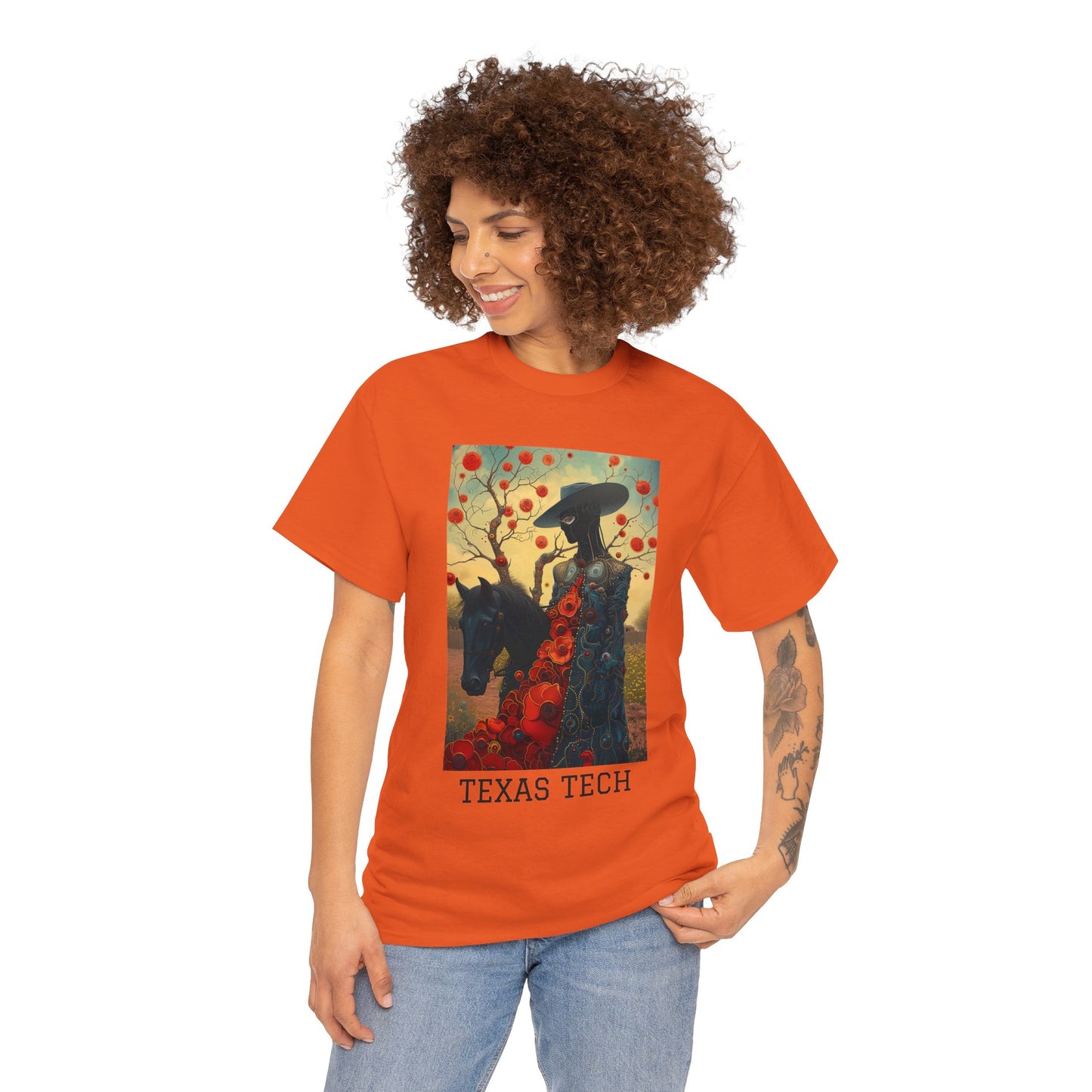 Texas Tech 03F - Unisex Heavy Cotton Tee - Image on the Front