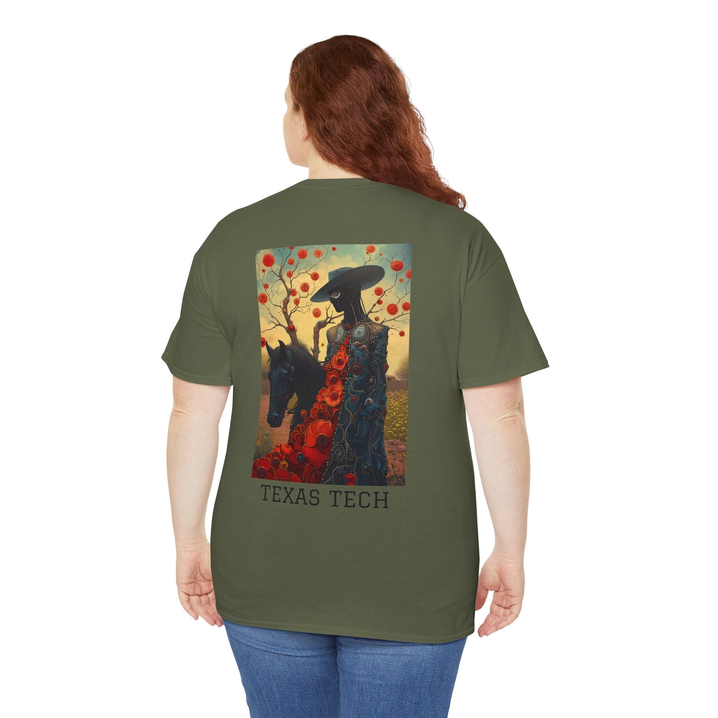 Texas Tech 03B - Unisex Heavy Cotton Tee - Image on the Back