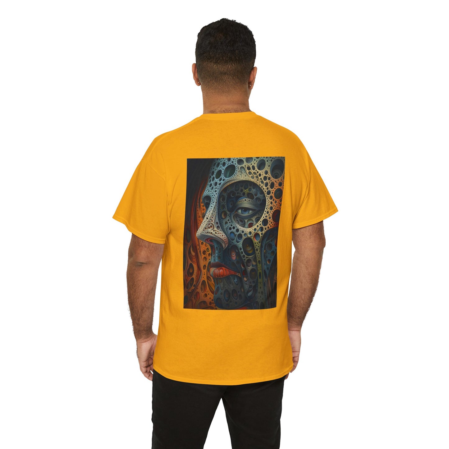 Face 01B - Unisex Heavy Cotton Tee - Image on the Back
