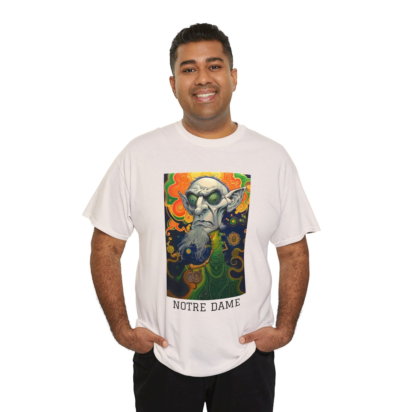 Notre Dame 03F - Unisex Heavy Cotton Tee - Image on the Front