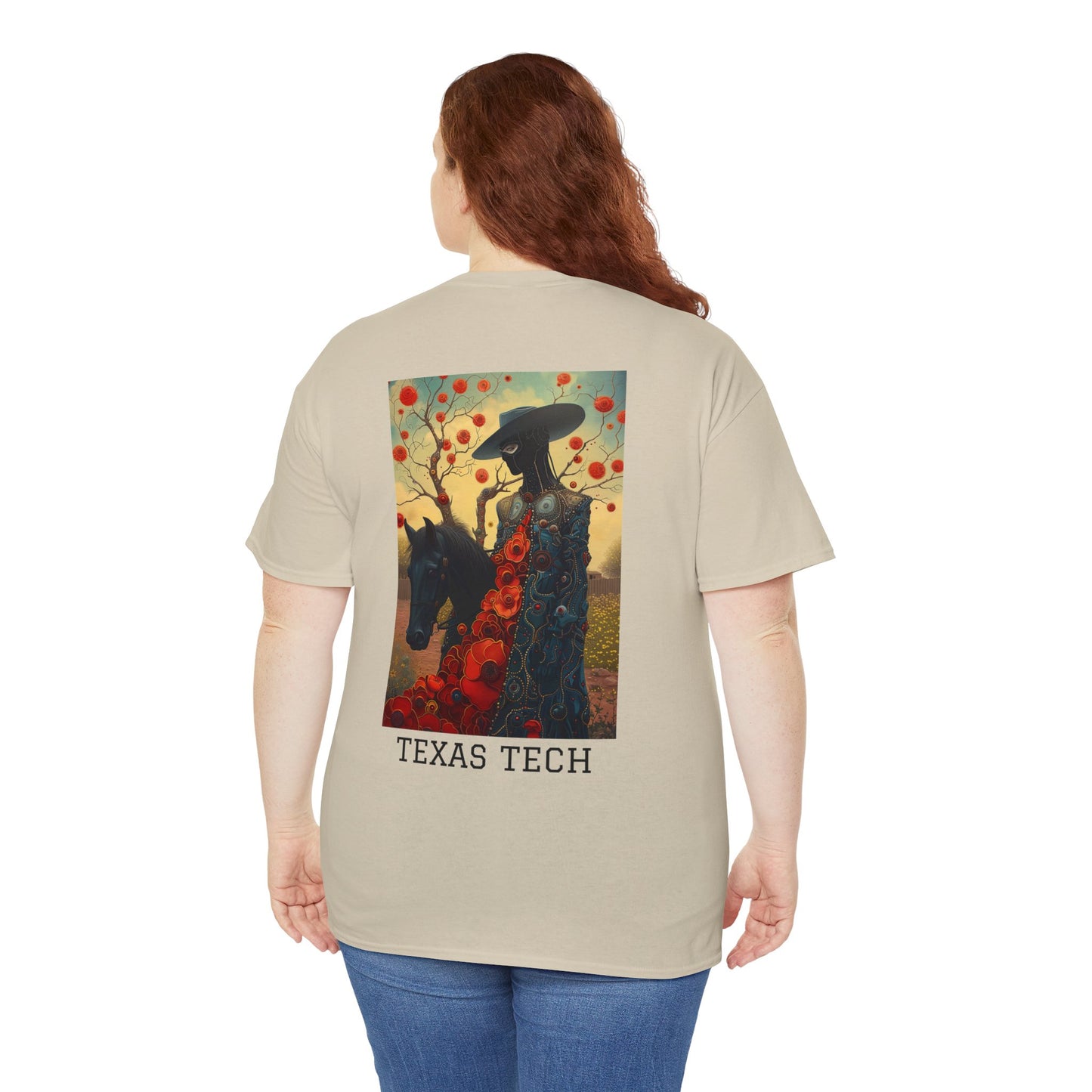 Texas Tech 03B - Unisex Heavy Cotton Tee - Image on the Back