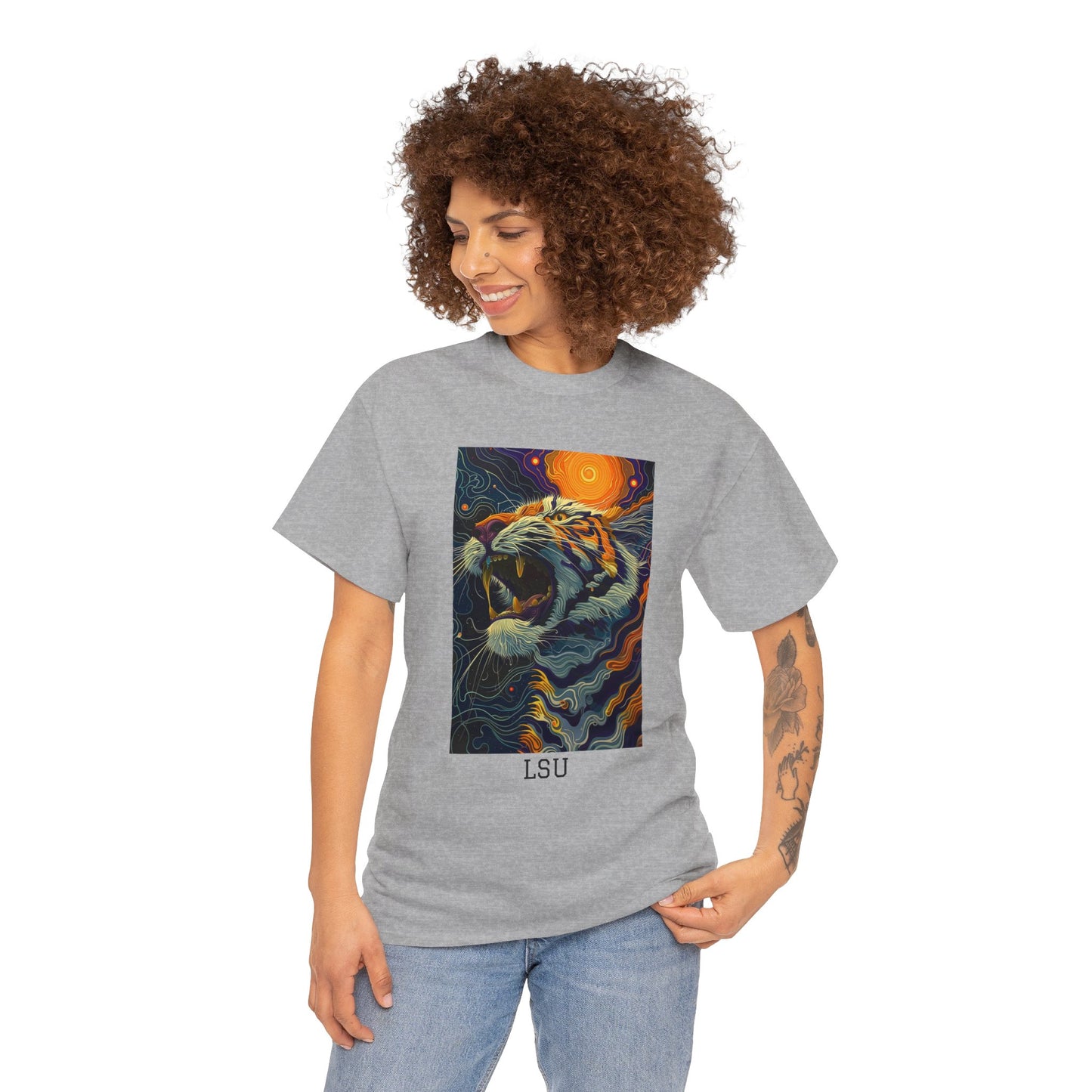 LSU 01F - Unisex Heavy Cotton Tee - Image on the Front