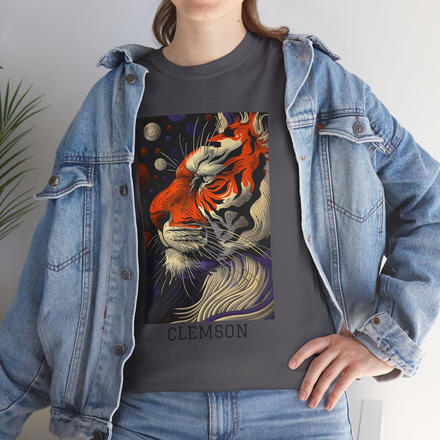 Clemson 02F - Unisex Heavy Cotton Tee - Image on the Front