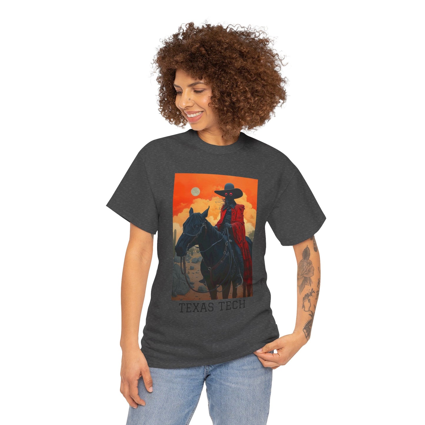 Texas Tech 01F - Unisex Heavy Cotton Tee - Image on the Front