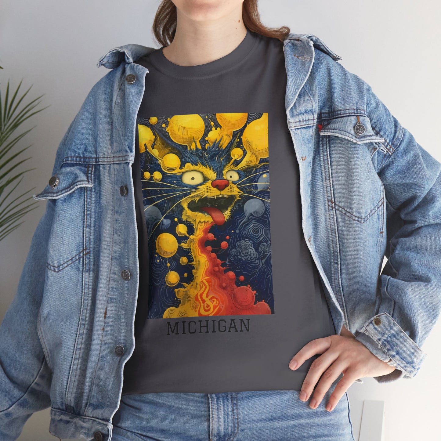 Michigan 01F - Unisex Heavy Cotton Tee - Image on the Front