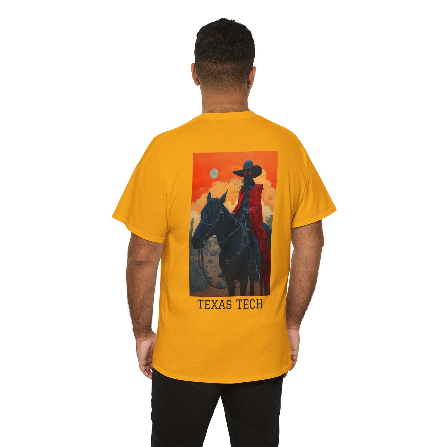 Texas Tech 01B - Unisex Heavy Cotton Tee - Image on the Back