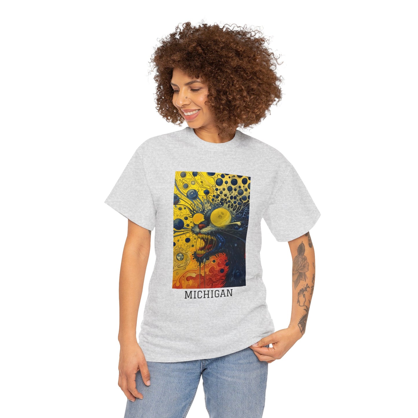 Michigan 02F - Unisex Heavy Cotton Tee - Image on the Front