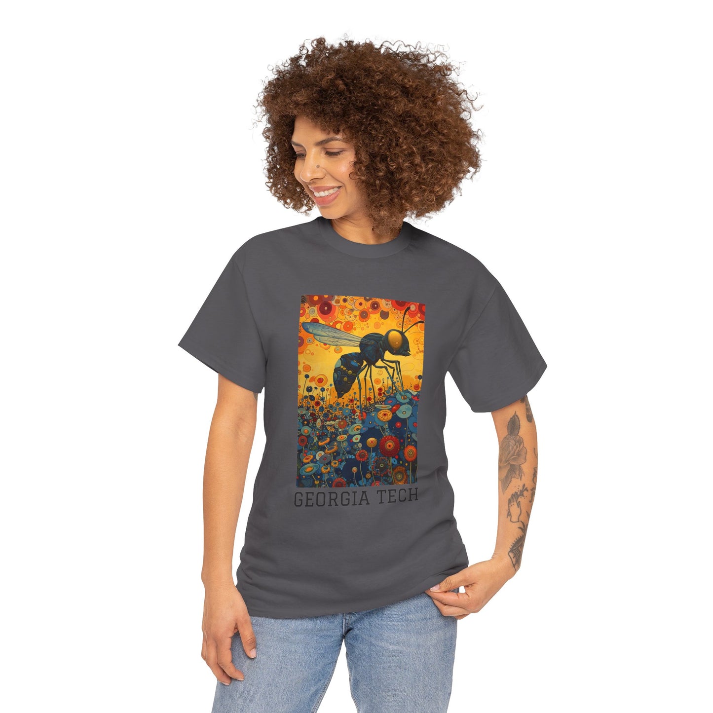 Georgia Tech 02F - Unisex Heavy Cotton Tee - Image on the Front