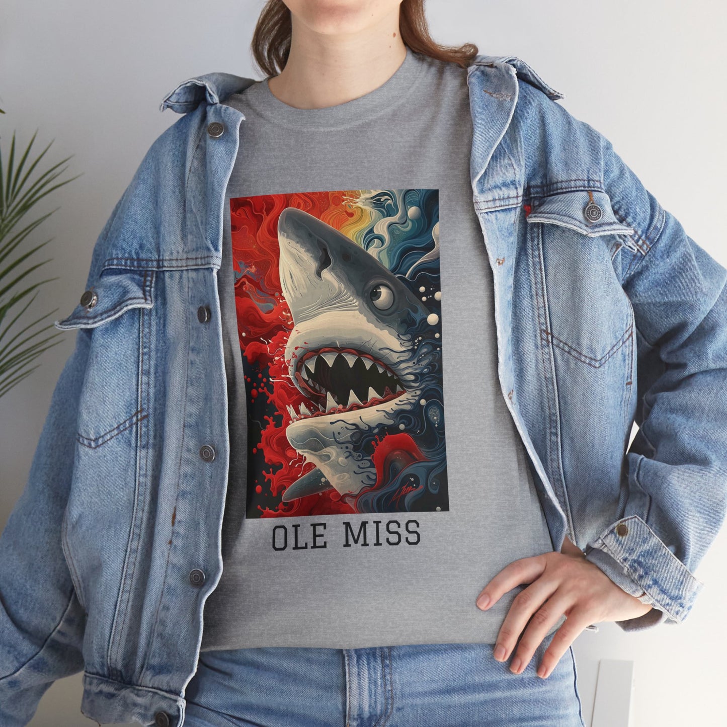 Ole Miss 01F - Unisex Heavy Cotton Tee - Image on the Front
