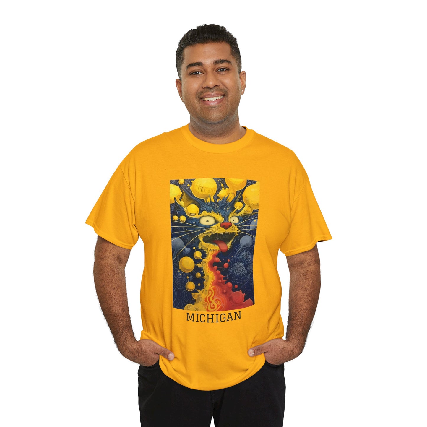 Michigan 01F - Unisex Heavy Cotton Tee - Image on the Front