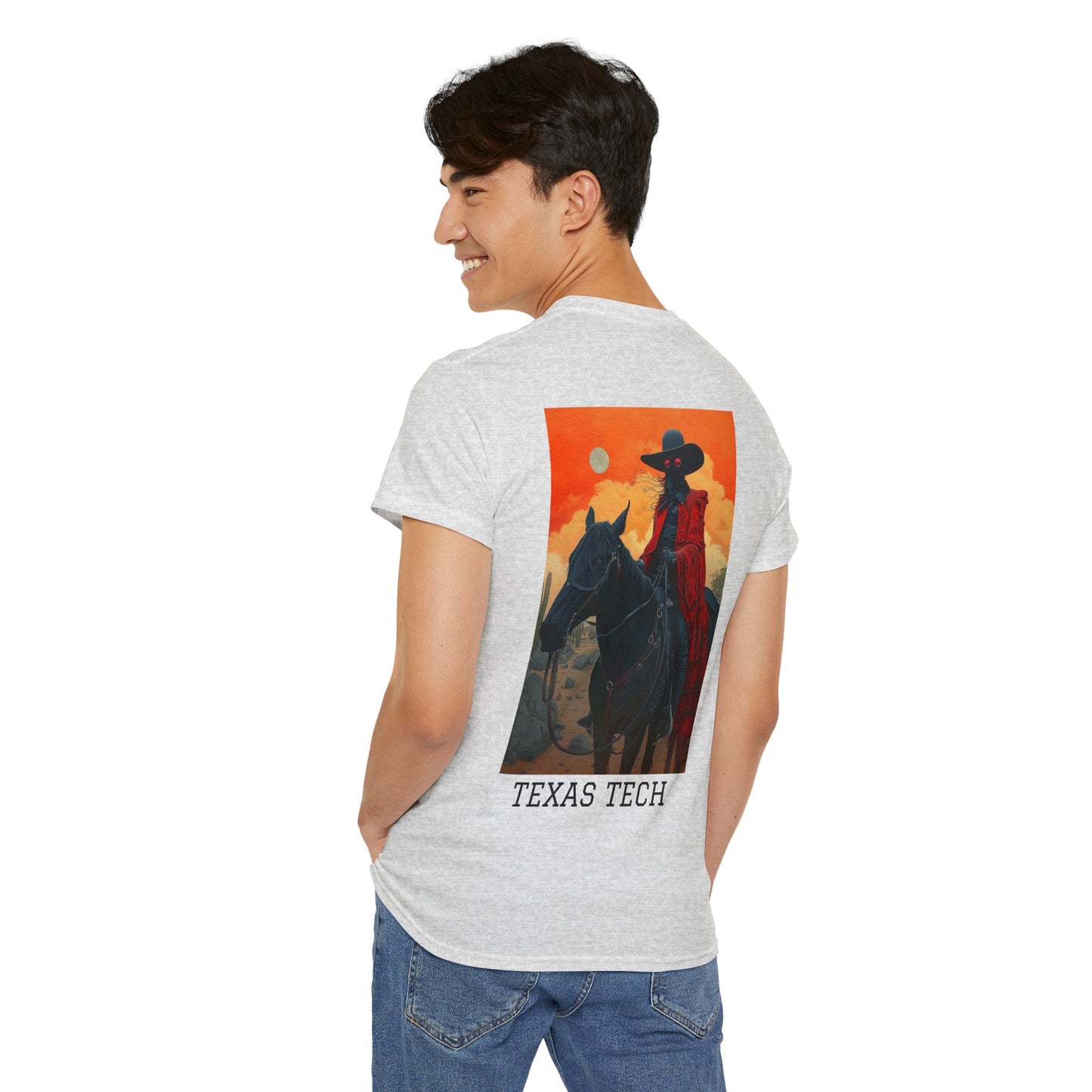 Texas Tech 01B - Unisex Heavy Cotton Tee - Image on the Back