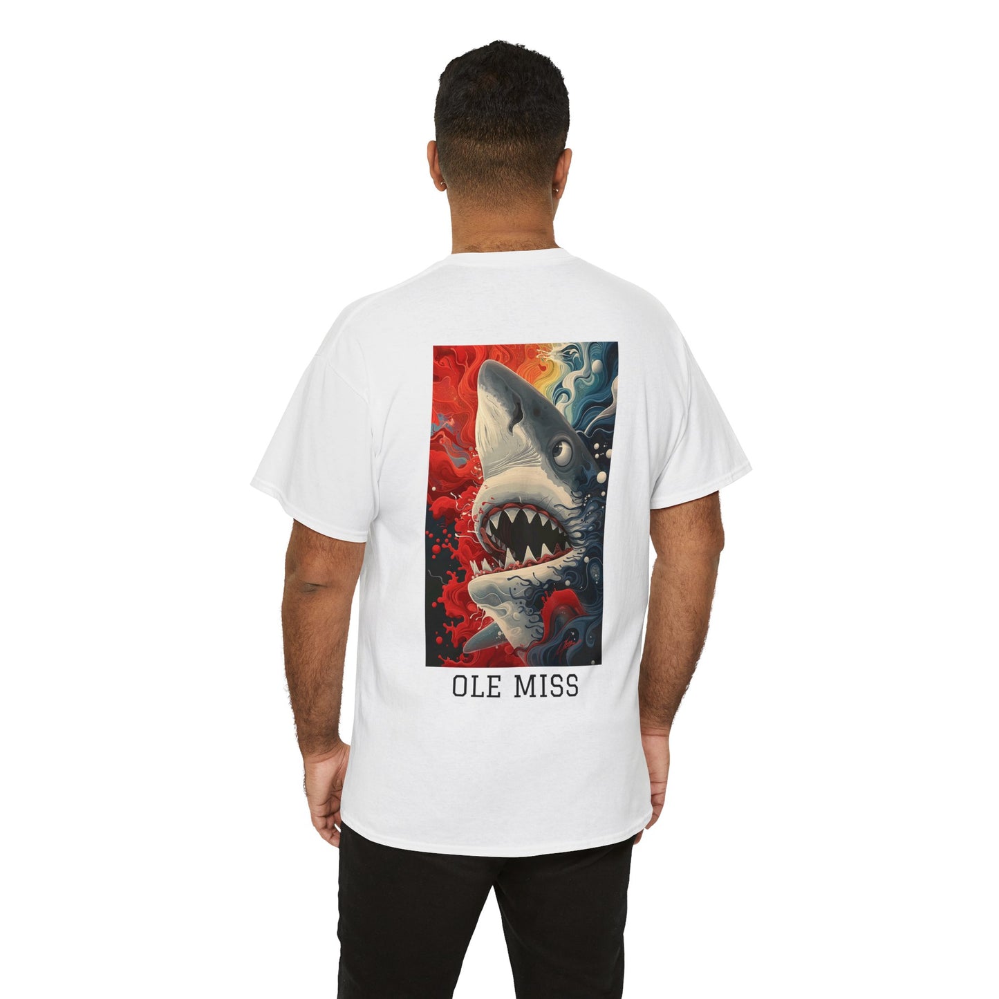 Ole Miss 01B - Unisex Heavy Cotton Tee - Image on the Back