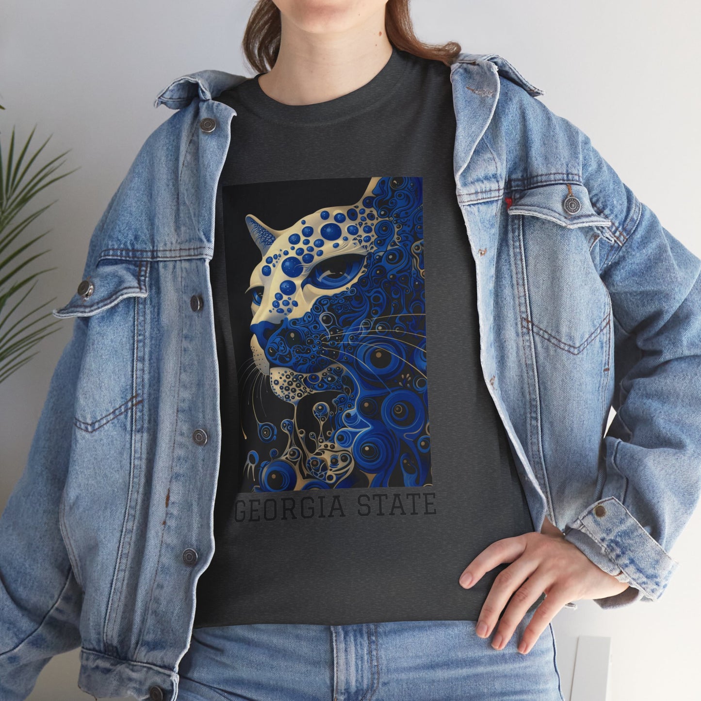 Georgia State 01F - Unisex Heavy Cotton Tee - Image on the Front