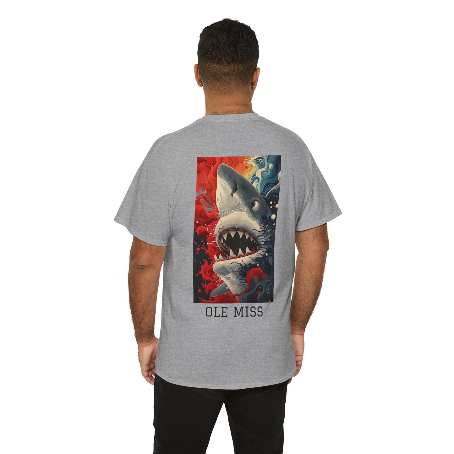 Ole Miss 01B - Unisex Heavy Cotton Tee - Image on the Back
