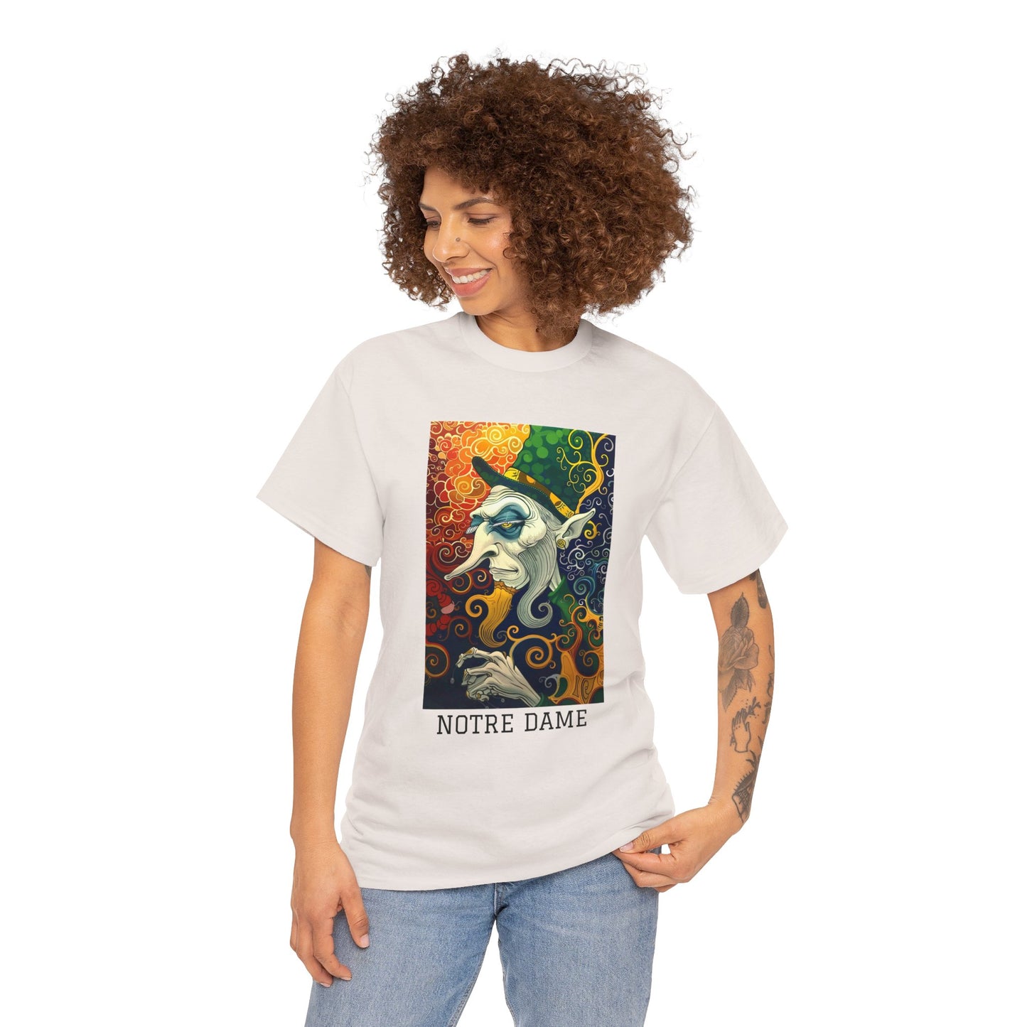 Notre Dame 01F - Unisex Heavy Cotton Tee - Image on the Front