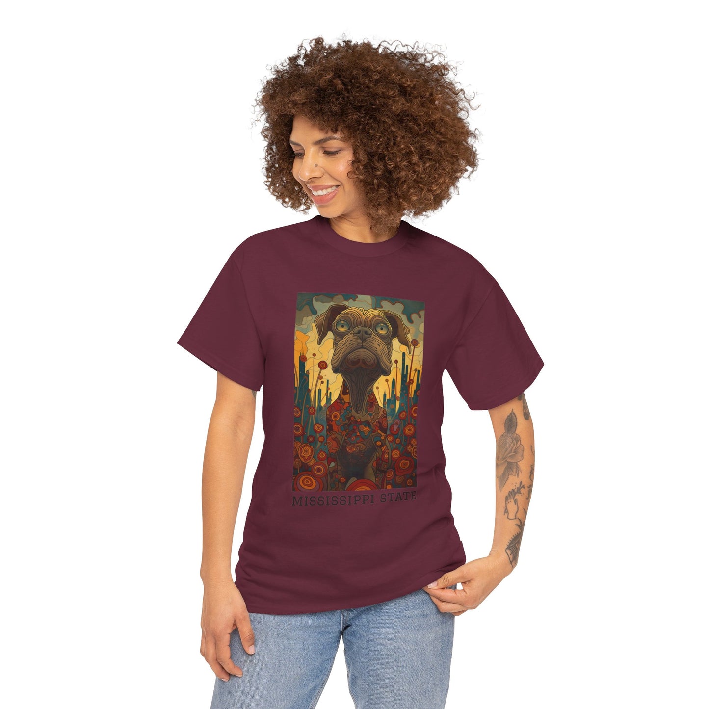 Mississippi State 01F - Unisex Heavy Cotton Tee - Image on the Front