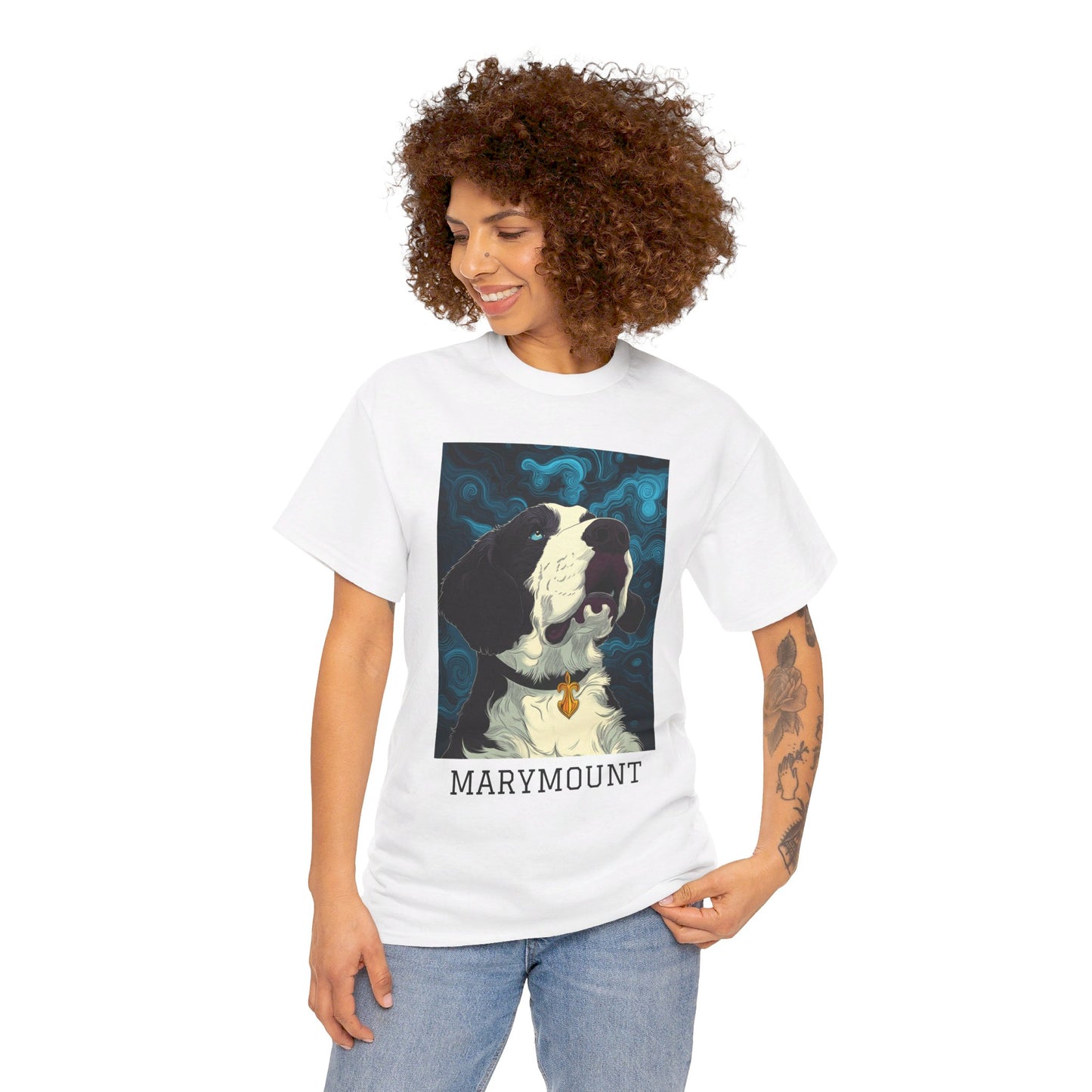 Marymount 01F - Unisex Heavy Cotton Tee - Image on the Front