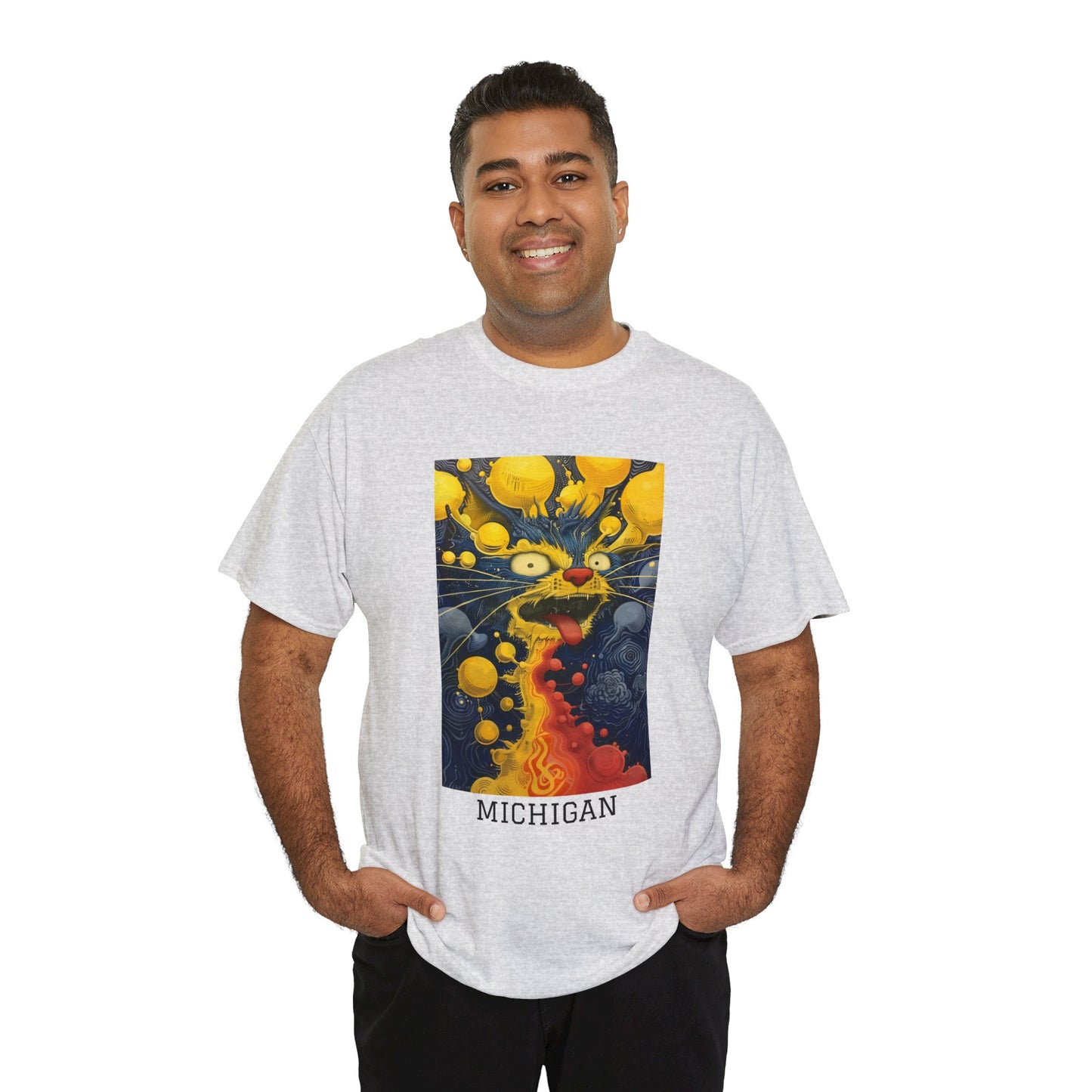 Michigan 01F - Unisex Heavy Cotton Tee - Image on the Front
