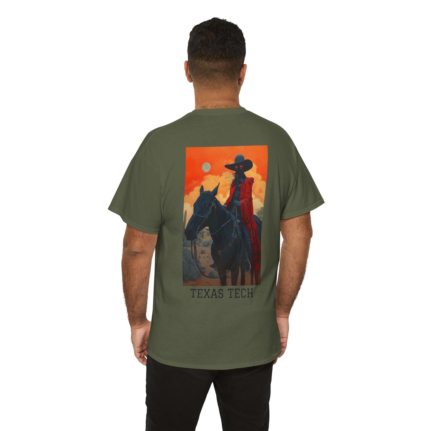 Texas Tech 01B - Unisex Heavy Cotton Tee - Image on the Back