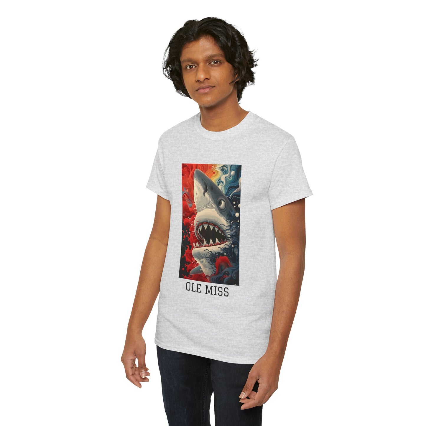 Ole Miss 01F - Unisex Heavy Cotton Tee - Image on the Front