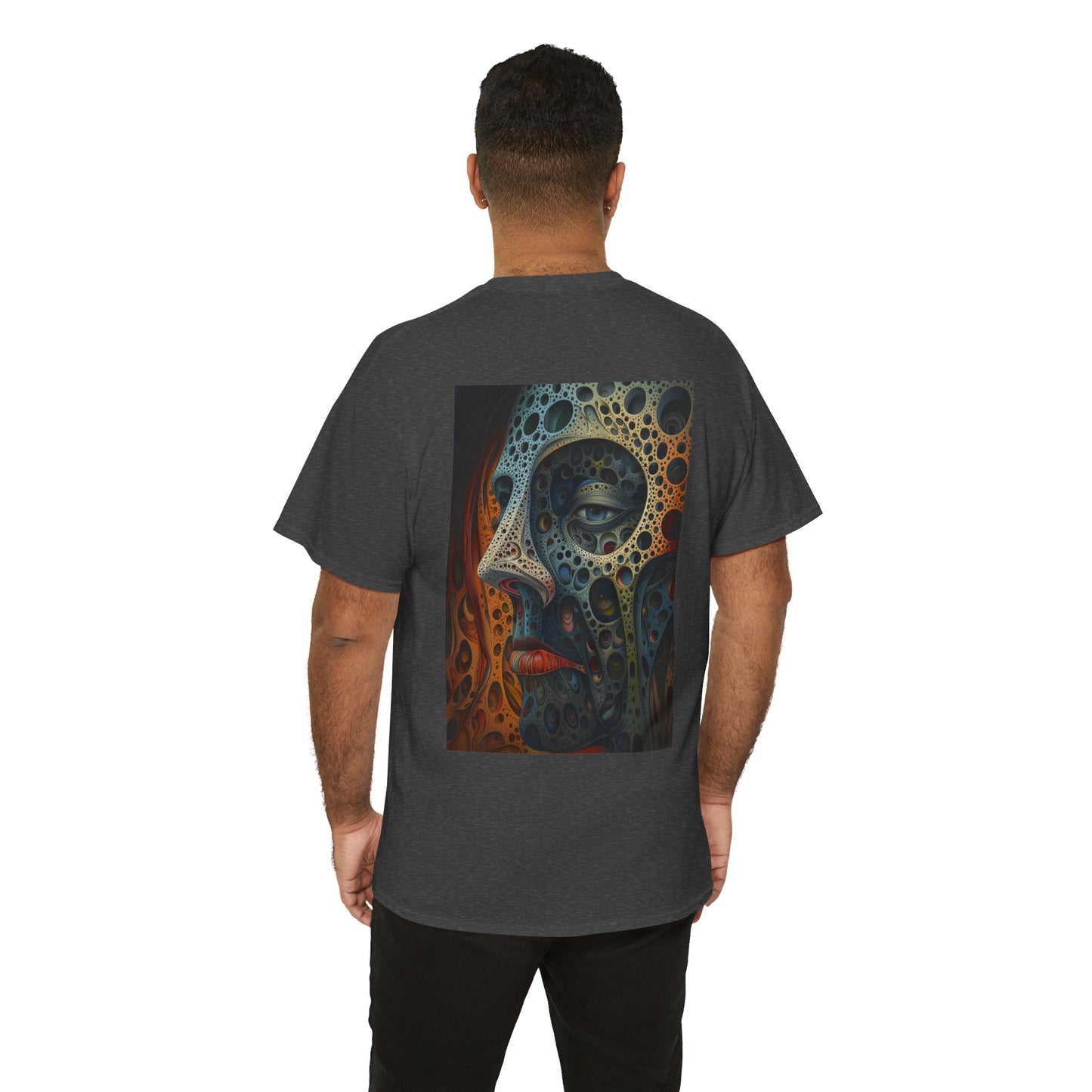 Face 01B - Unisex Heavy Cotton Tee - Image on the Back