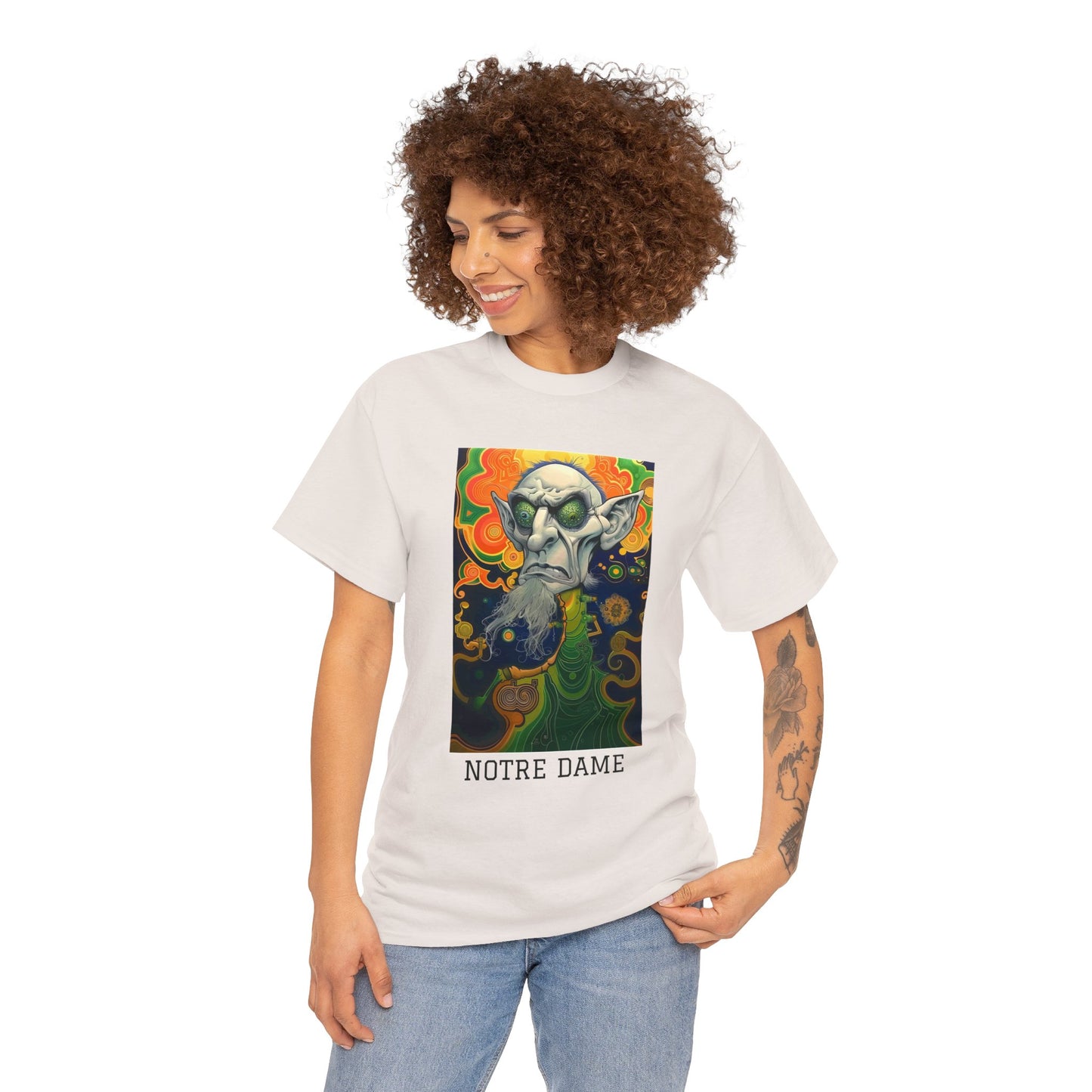 Notre Dame 03F - Unisex Heavy Cotton Tee - Image on the Front