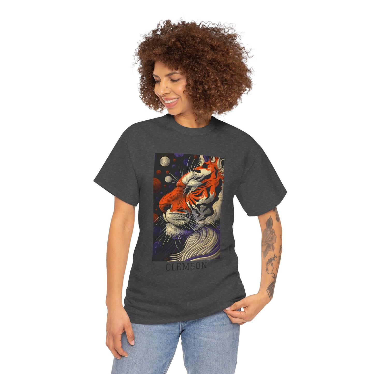 Clemson 02F - Unisex Heavy Cotton Tee - Image on the Front