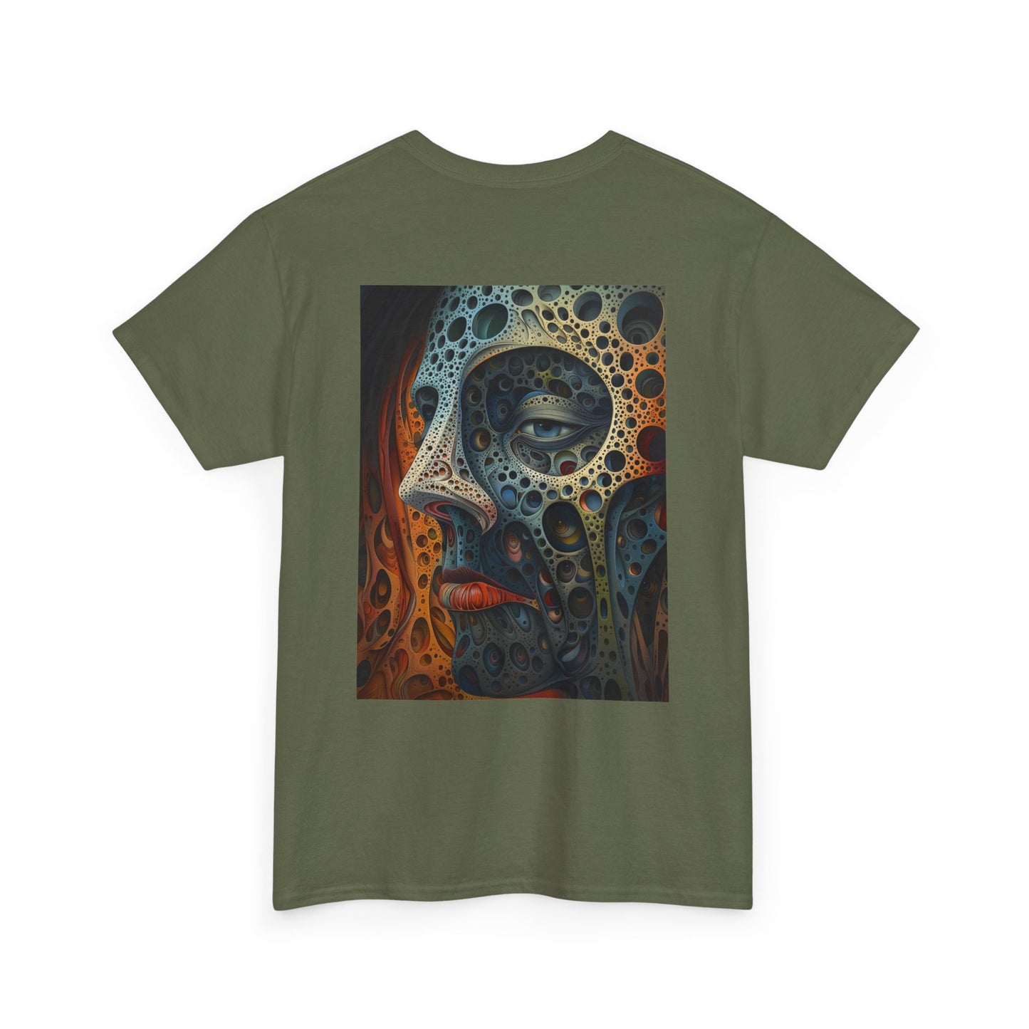 Face 01B - Unisex Heavy Cotton Tee - Image on the Back