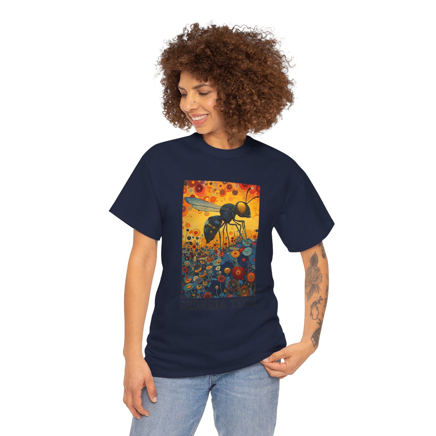 Georgia Tech 02F - Unisex Heavy Cotton Tee - Image on the Front