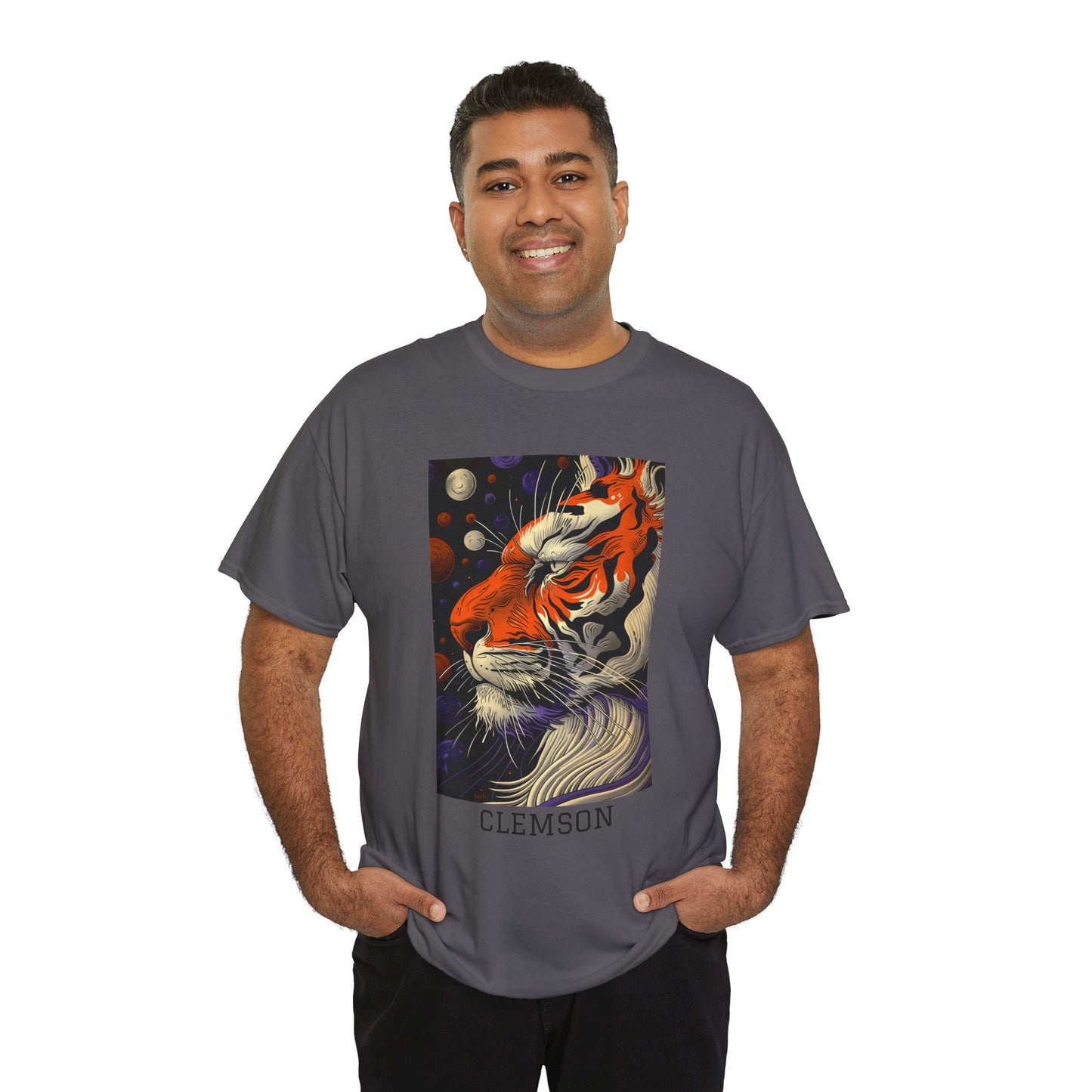 Clemson 02F - Unisex Heavy Cotton Tee - Image on the Front