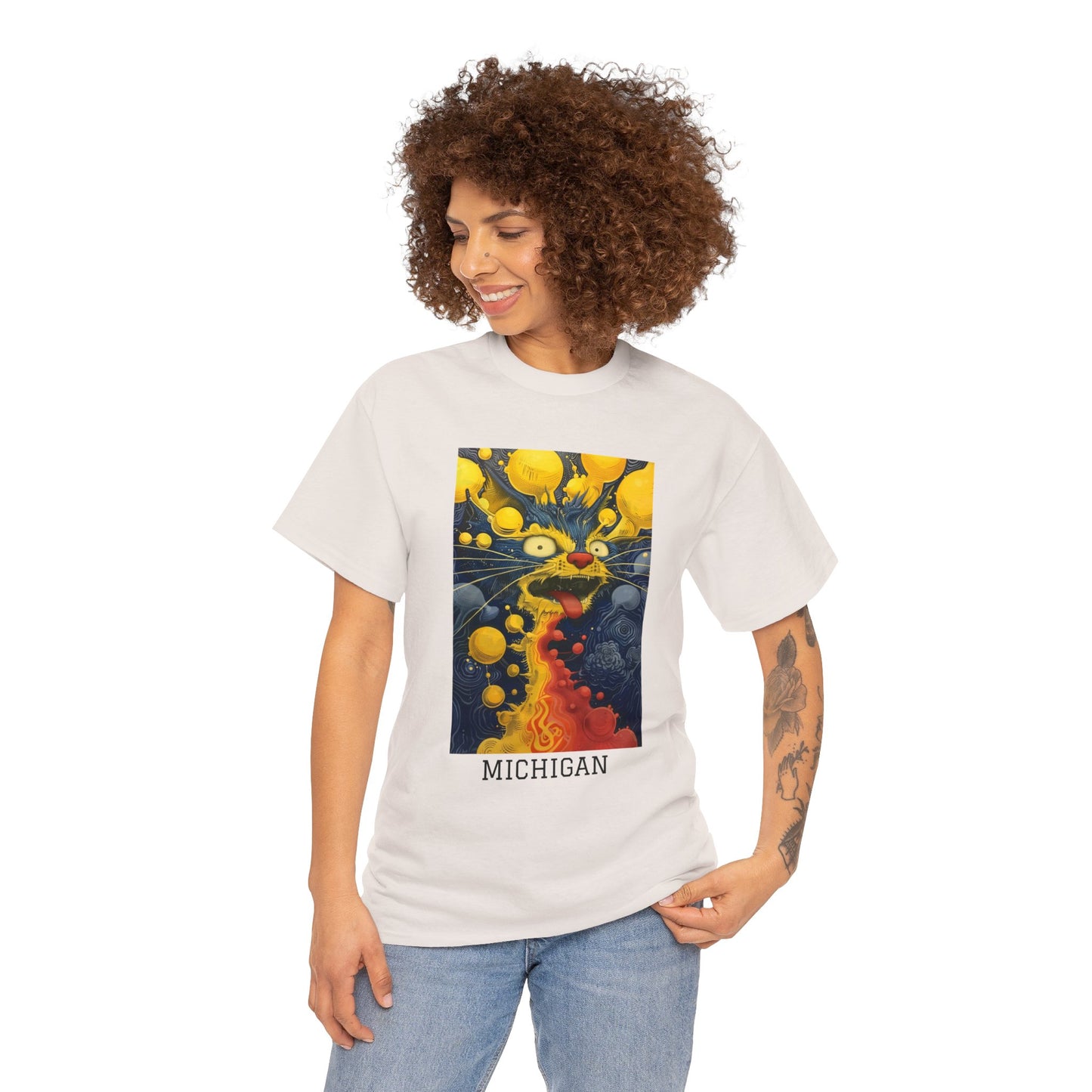 Michigan 01F - Unisex Heavy Cotton Tee - Image on the Front