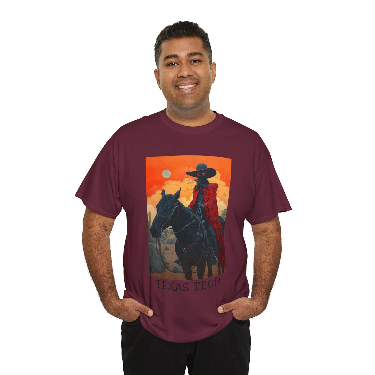 Texas Tech 01F - Unisex Heavy Cotton Tee - Image on the Front