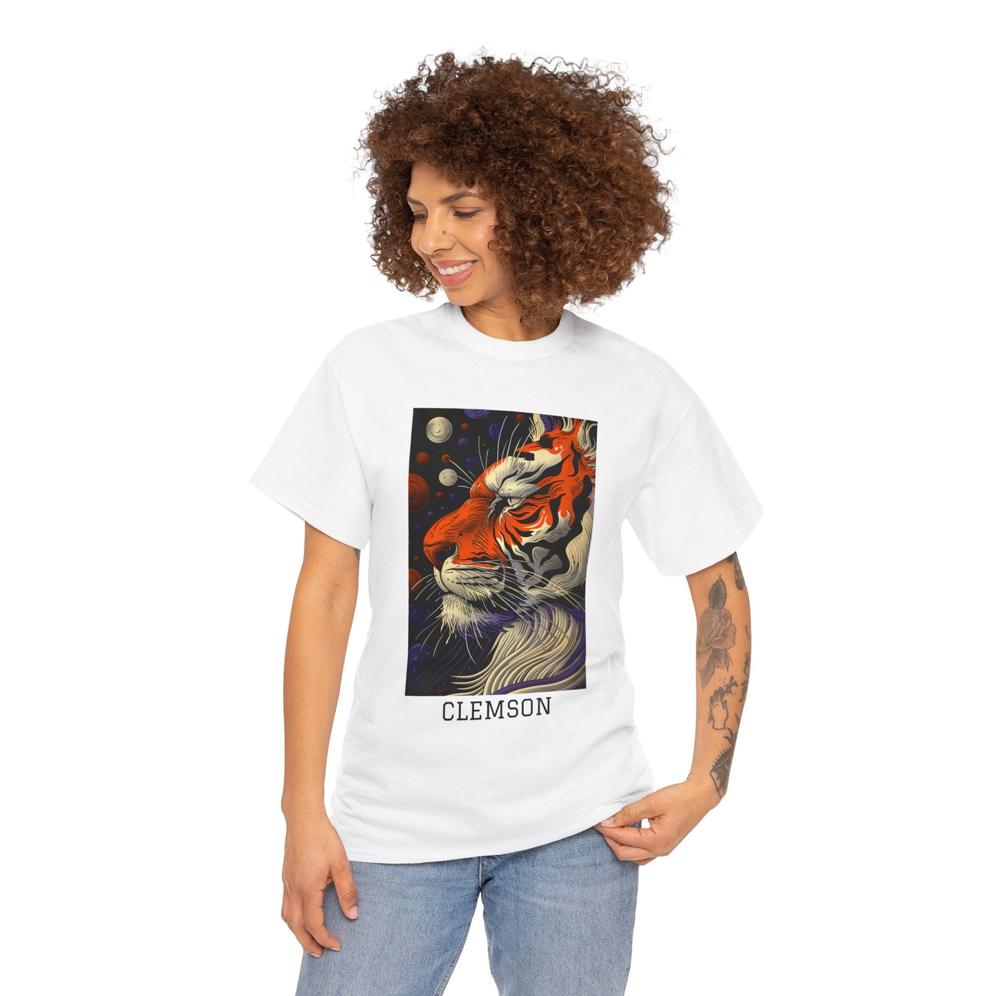 Clemson 02F - Unisex Heavy Cotton Tee - Image on the Front