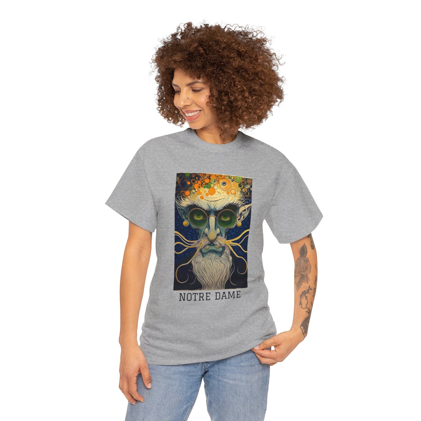 Notre Dame 02F - Unisex Heavy Cotton Tee - Image on the Front