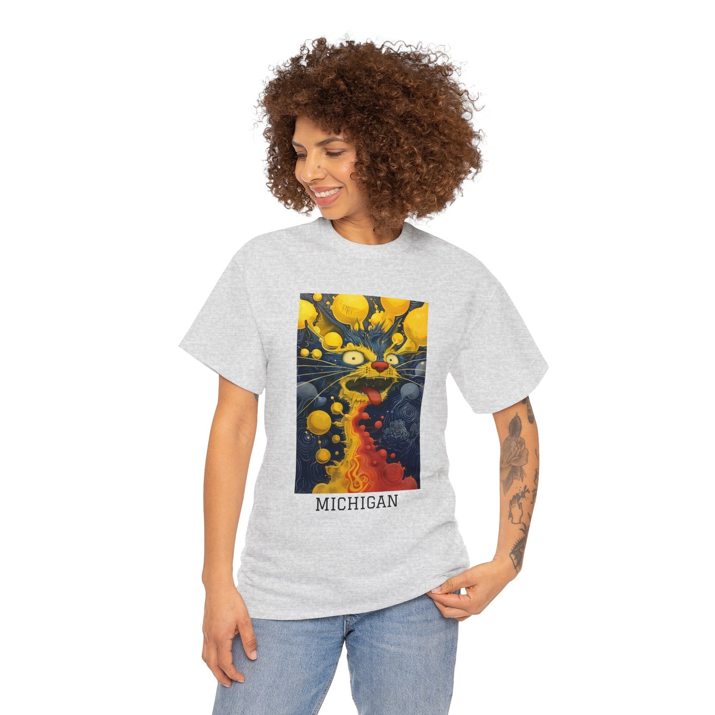 Michigan 01F - Unisex Heavy Cotton Tee - Image on the Front