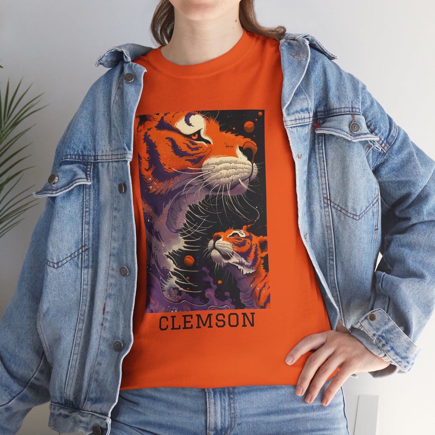 Clemson 01F - Unisex Heavy Cotton Tee - Image on the Front