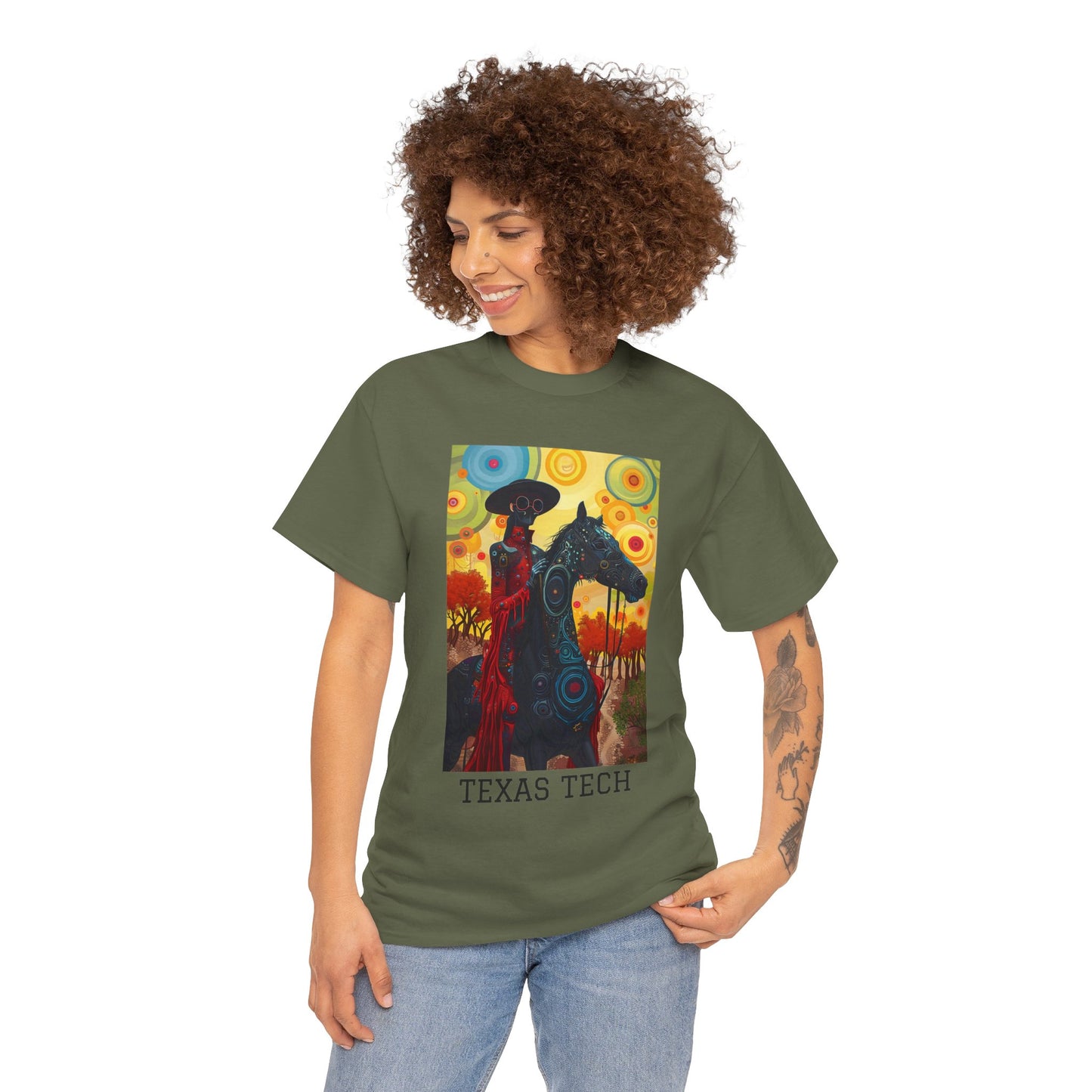 Texas Tech 02F - Unisex Heavy Cotton Tee - Image on the Front