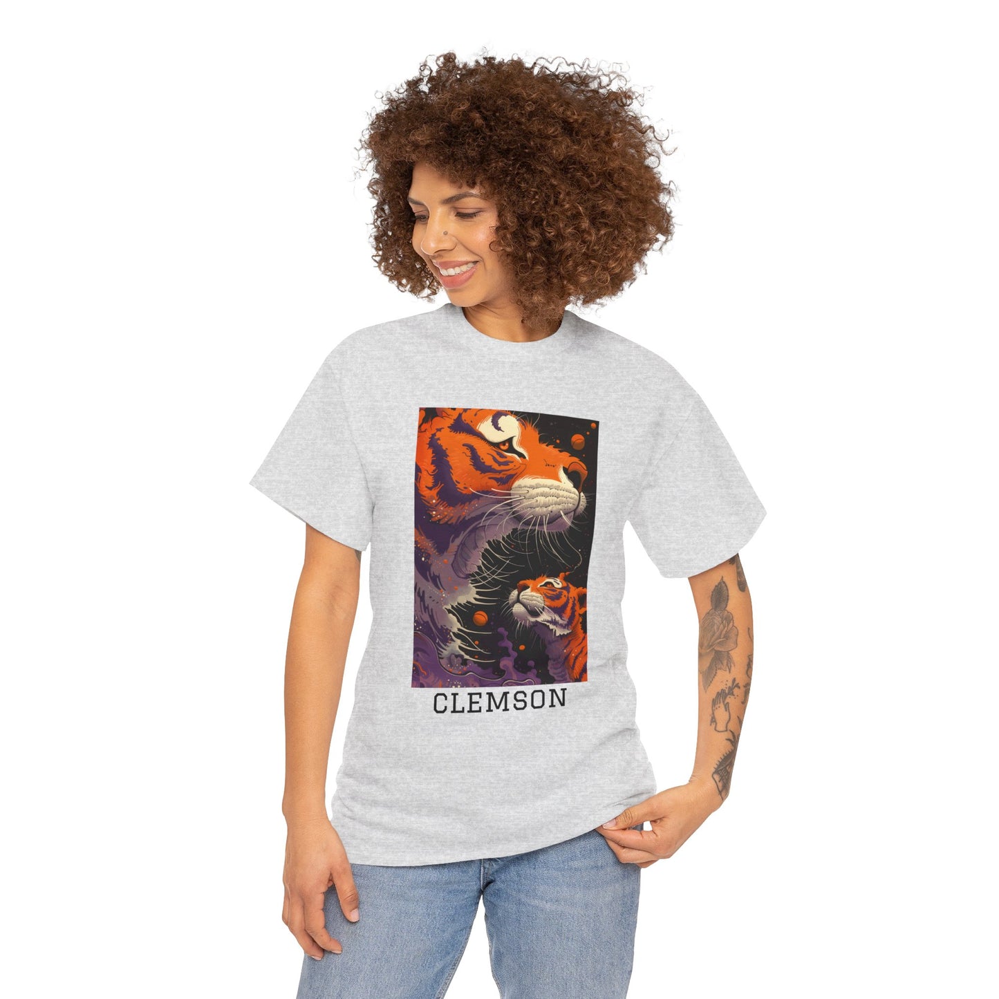 Clemson 01F - Unisex Heavy Cotton Tee - Image on the Front