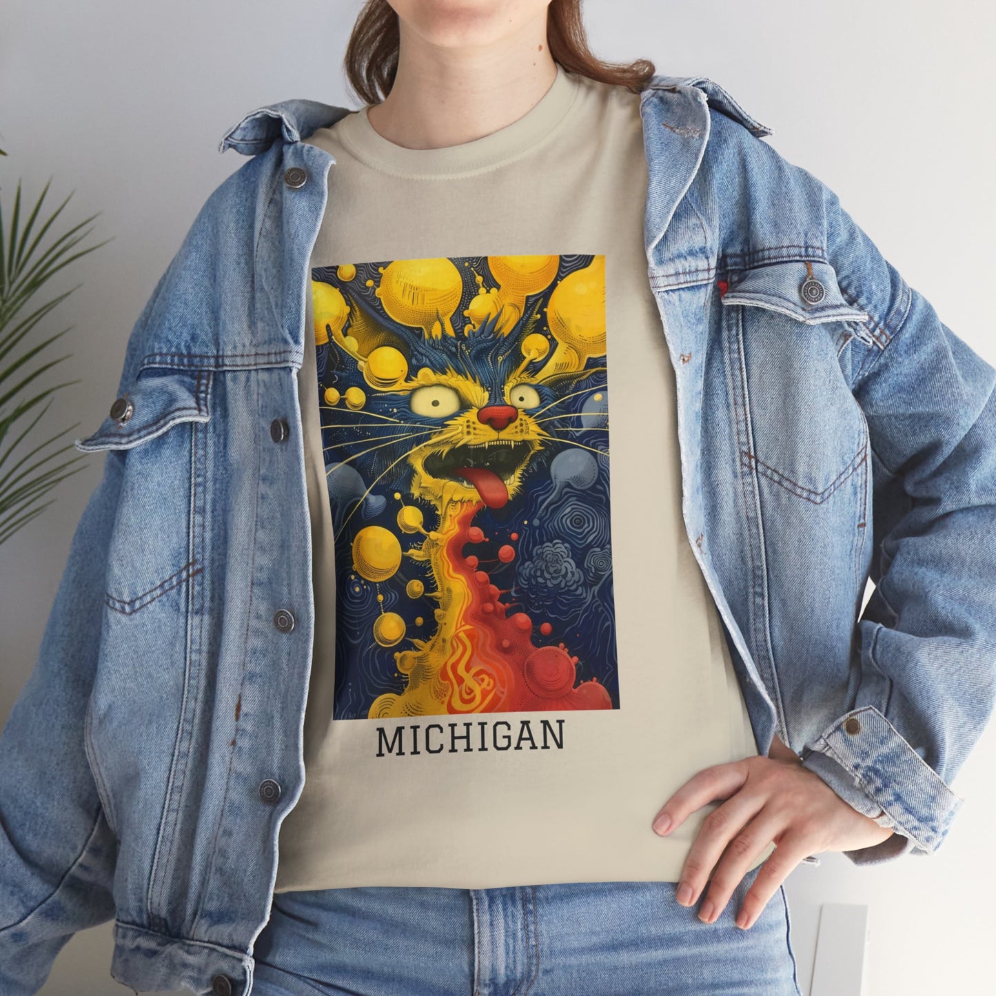 Michigan 01F - Unisex Heavy Cotton Tee - Image on the Front