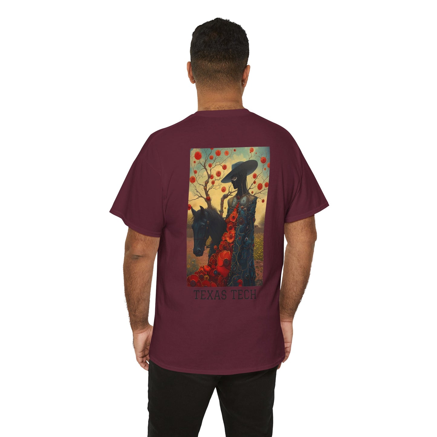 Texas Tech 03B - Unisex Heavy Cotton Tee - Image on the Back