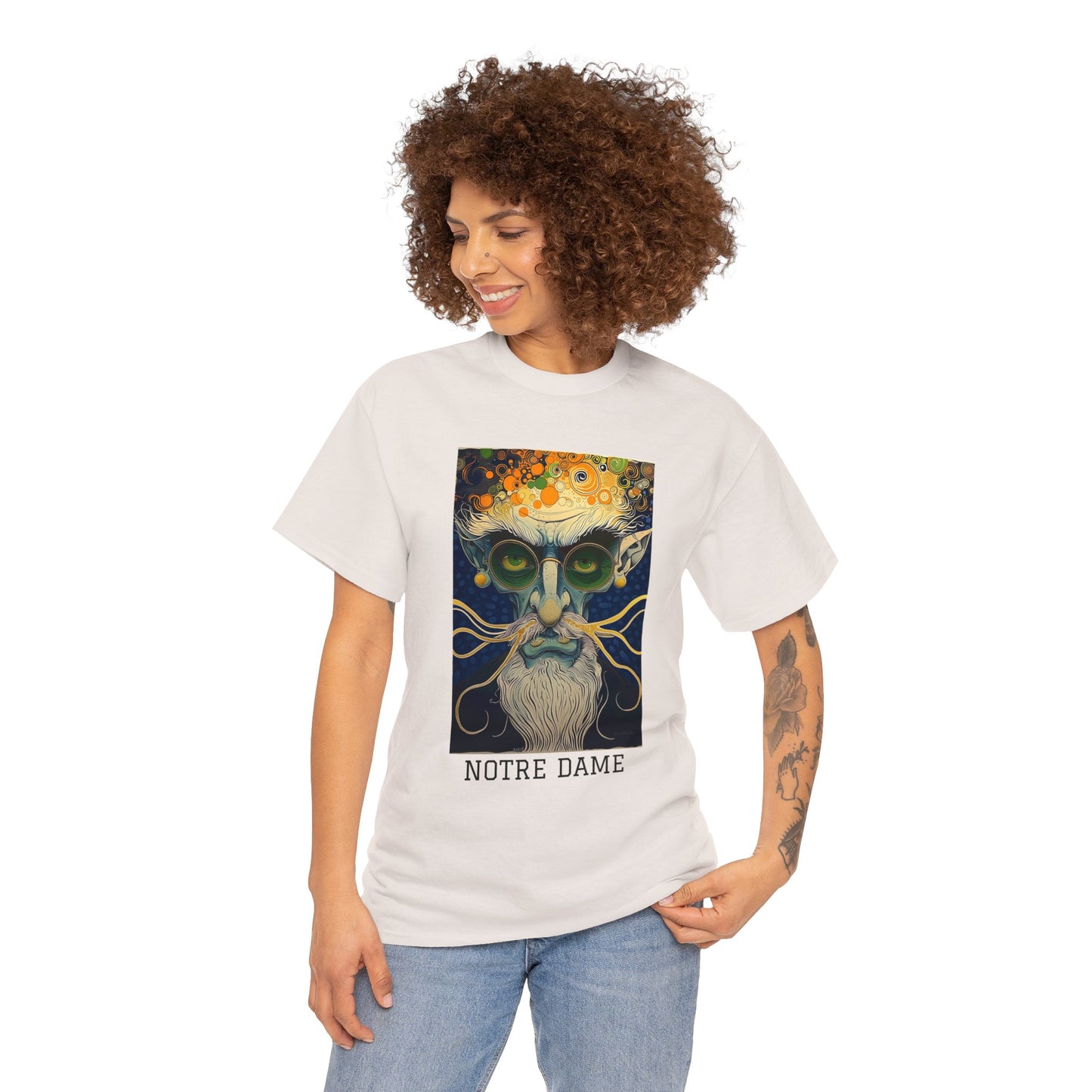 Notre Dame 02F - Unisex Heavy Cotton Tee - Image on the Front
