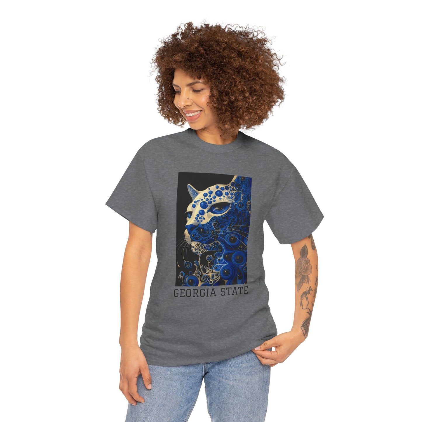 Georgia State 01F - Unisex Heavy Cotton Tee - Image on the Front