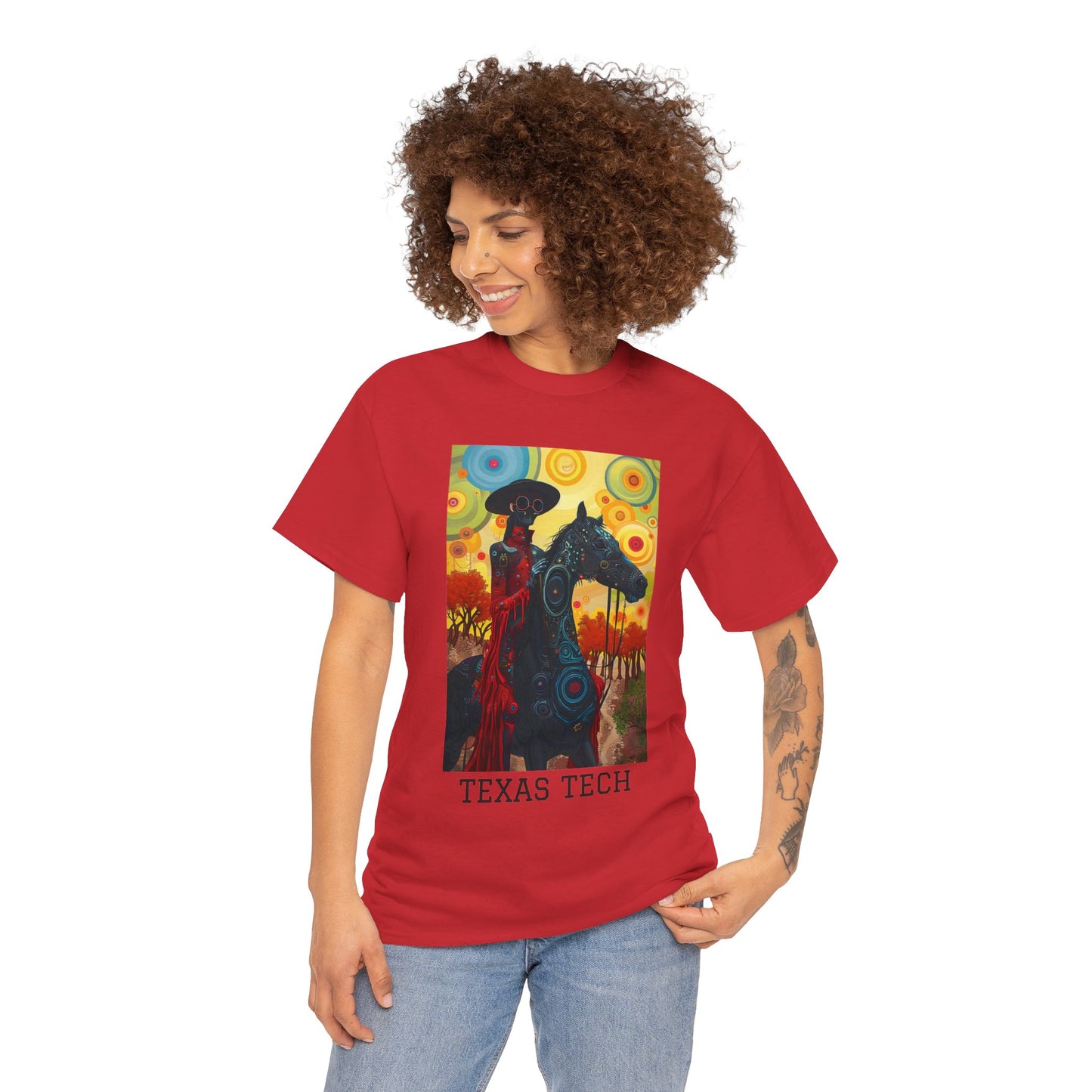 Texas Tech 02F - Unisex Heavy Cotton Tee - Image on the Front