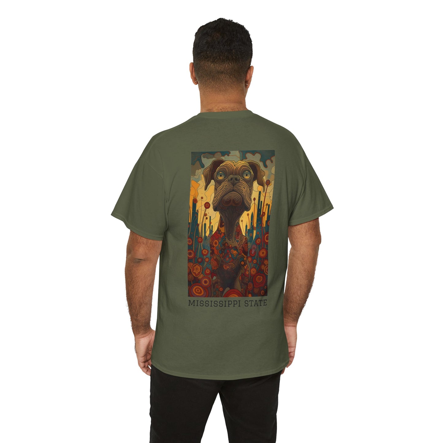 Mississippi State 01B - Unisex Heavy Cotton Tee - Image on the Back