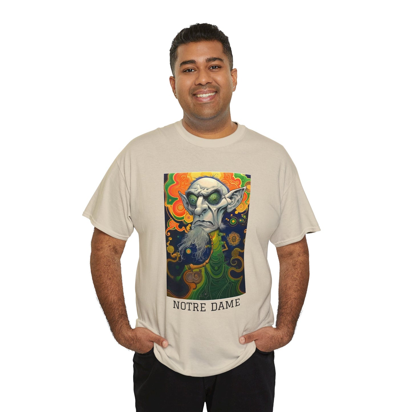 Notre Dame 03F - Unisex Heavy Cotton Tee - Image on the Front