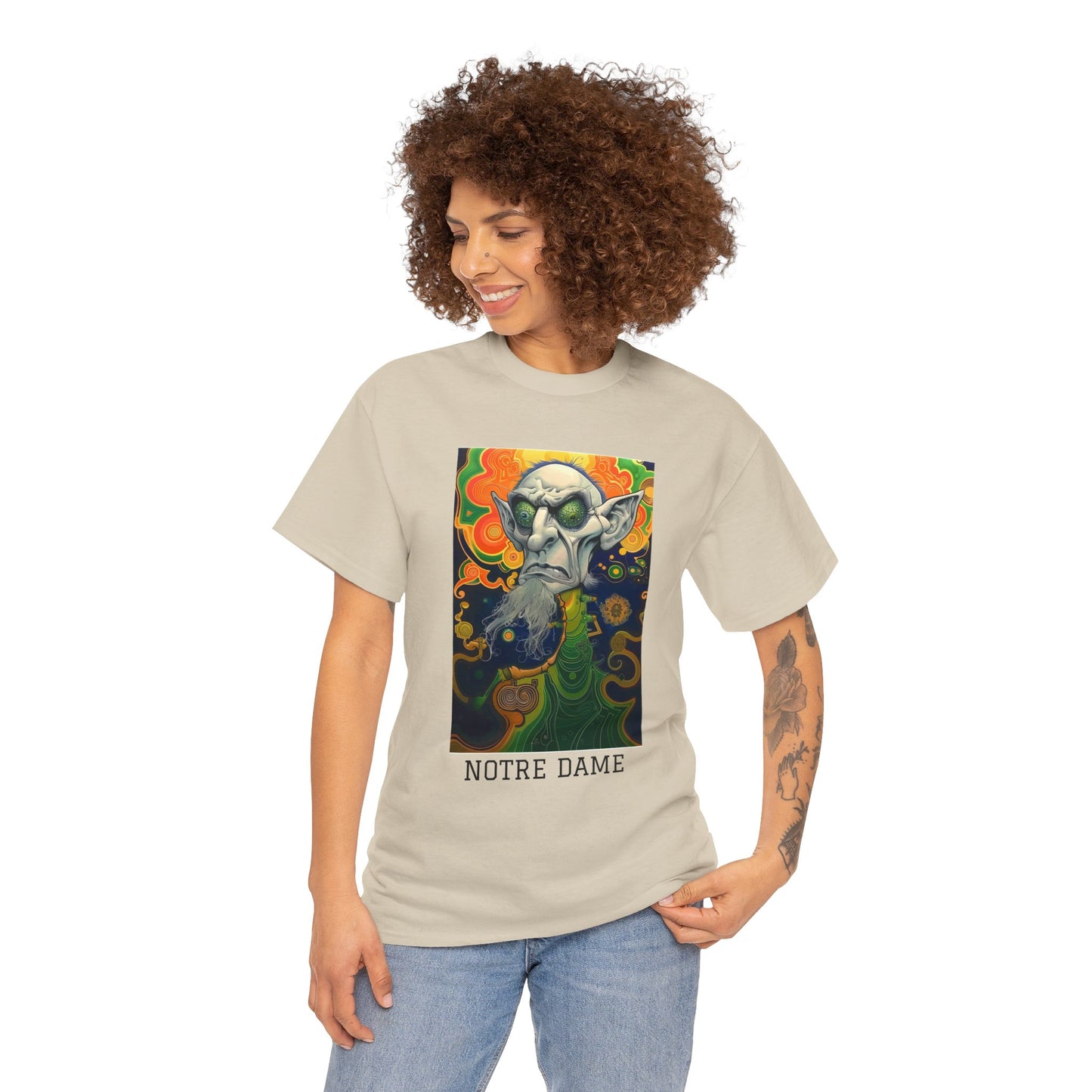 Notre Dame 03F - Unisex Heavy Cotton Tee - Image on the Front