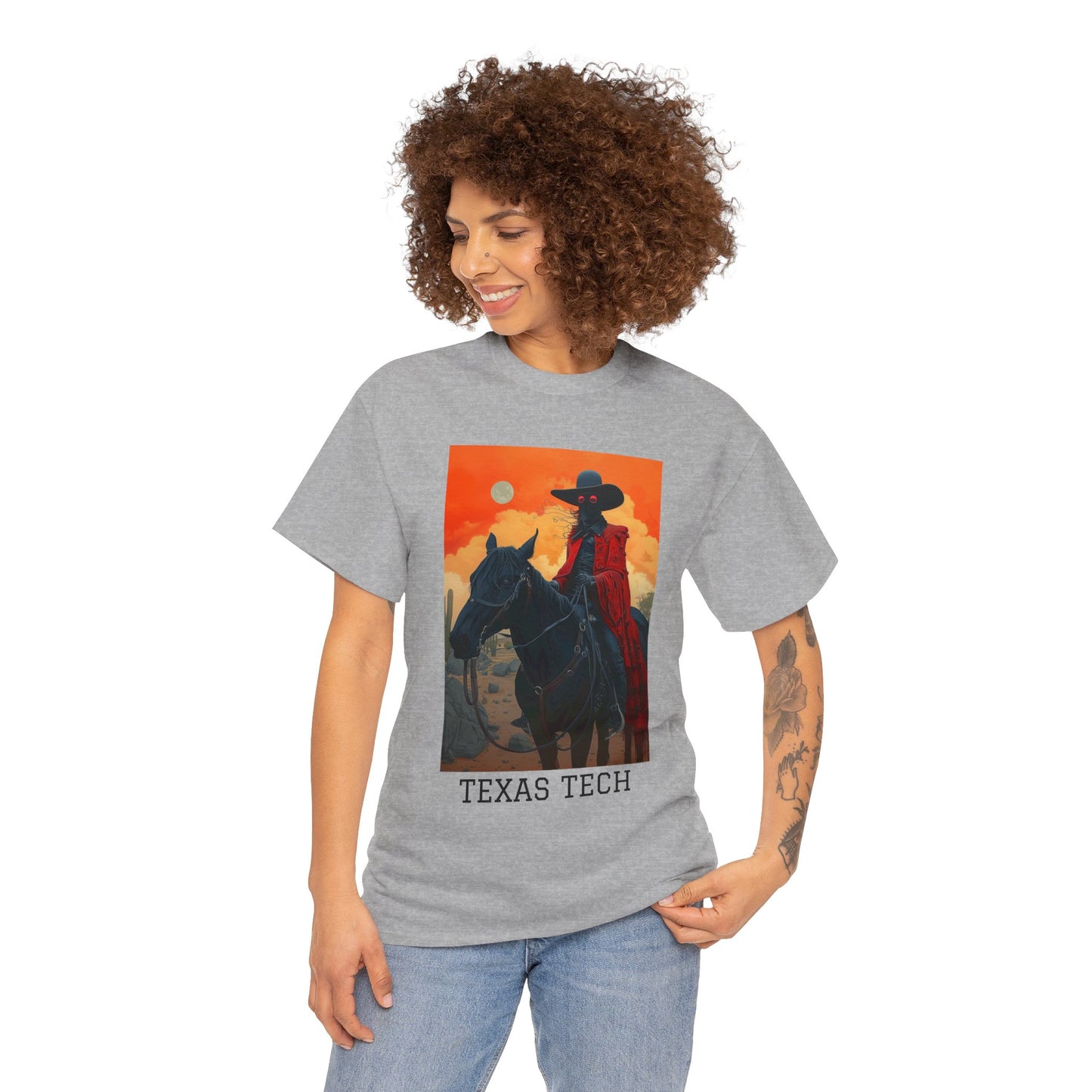 Texas Tech 01F - Unisex Heavy Cotton Tee - Image on the Front