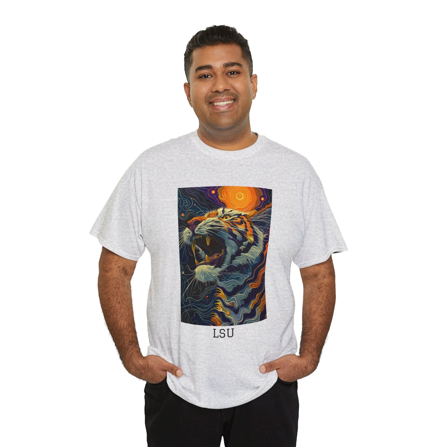LSU 01F - Unisex Heavy Cotton Tee - Image on the Front