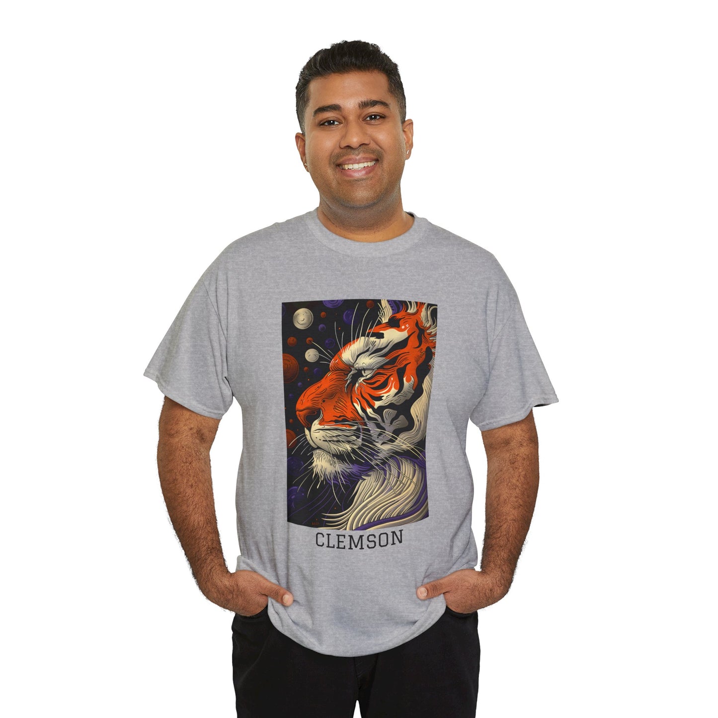 Clemson 02F - Unisex Heavy Cotton Tee - Image on the Front